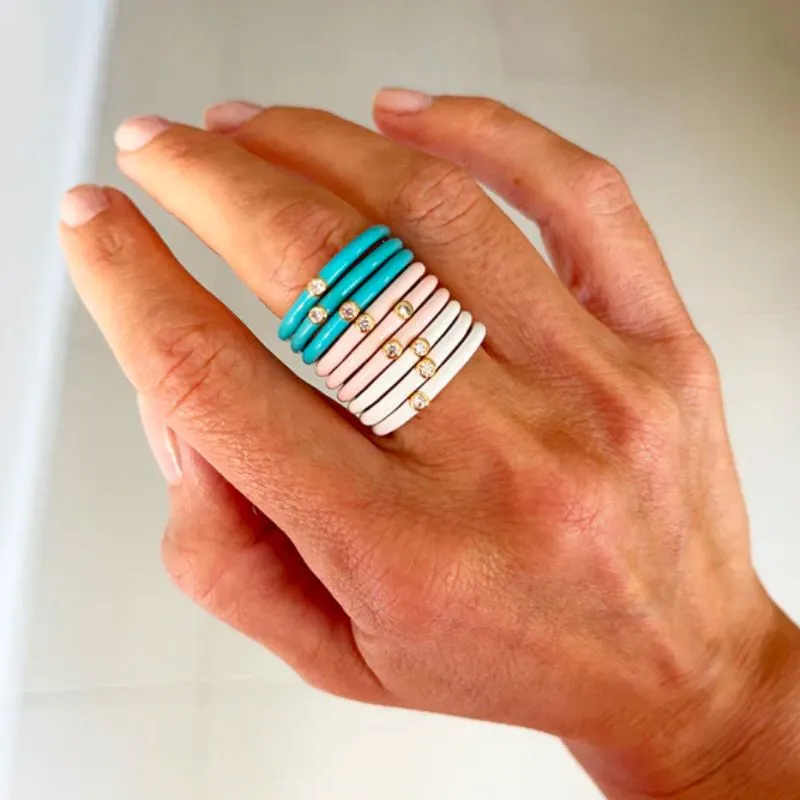 Fairley | Coconut Enamel Stacker Ring