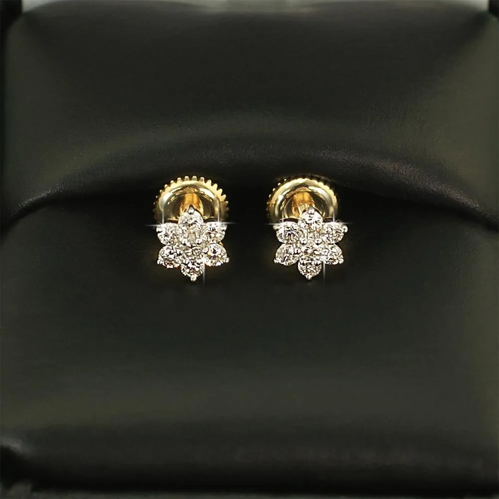 Flower Diamond Earrings .41cttw 10K Yellow Gold