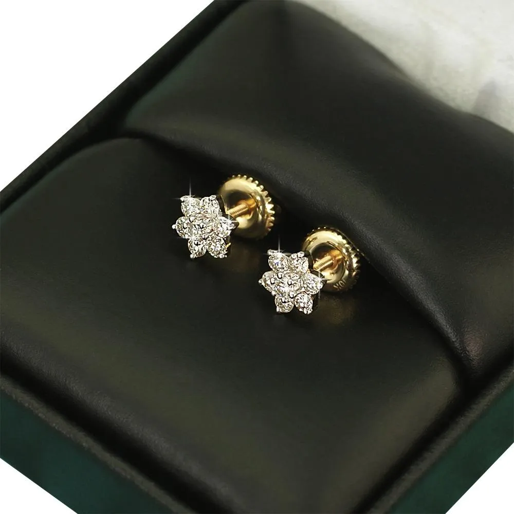 Flower Diamond Earrings .41cttw 10K Yellow Gold