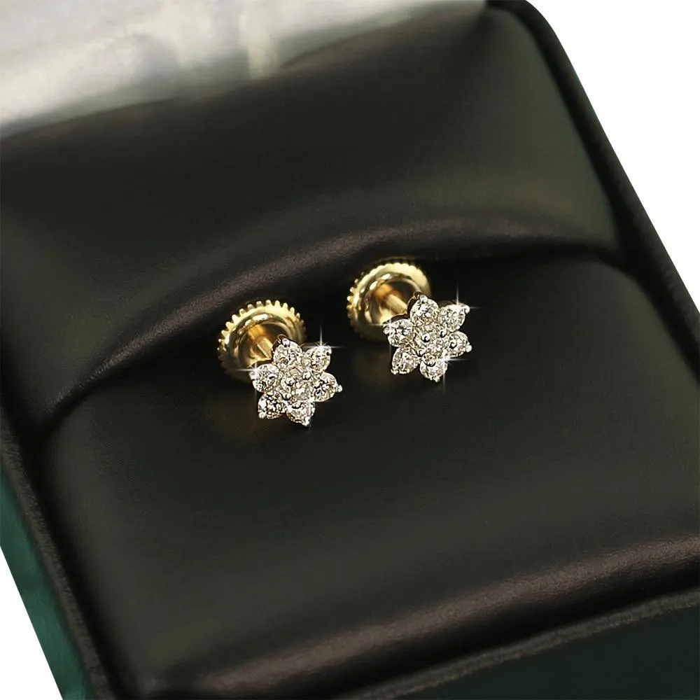 Flower Diamond Earrings .41cttw 10K Yellow Gold