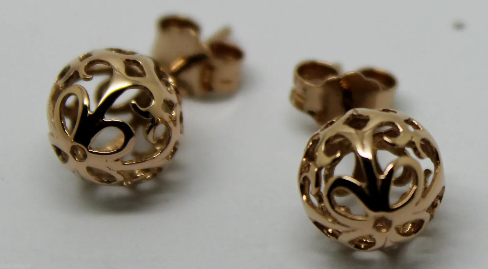 Genuine New 9k 9ct Yellow Gold or White Gold or Rose Gold 8mm Filigree Stud Earrings