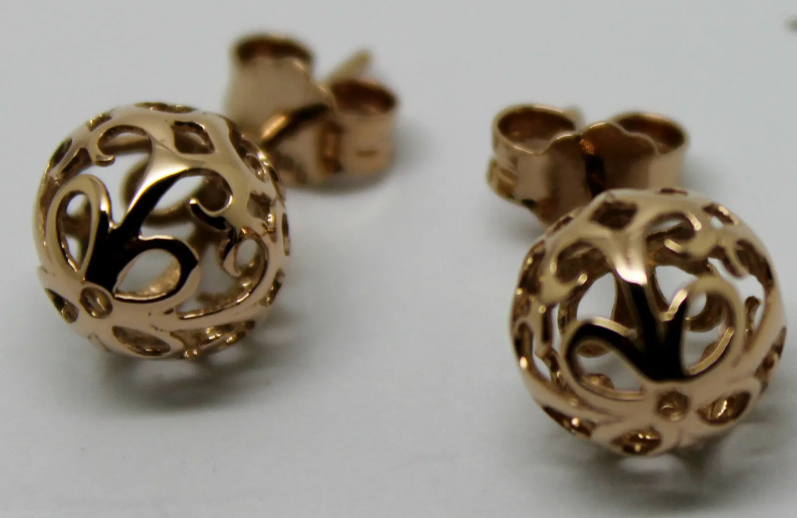 Genuine New 9k 9ct Yellow Gold or White Gold or Rose Gold 8mm Filigree Stud Earrings