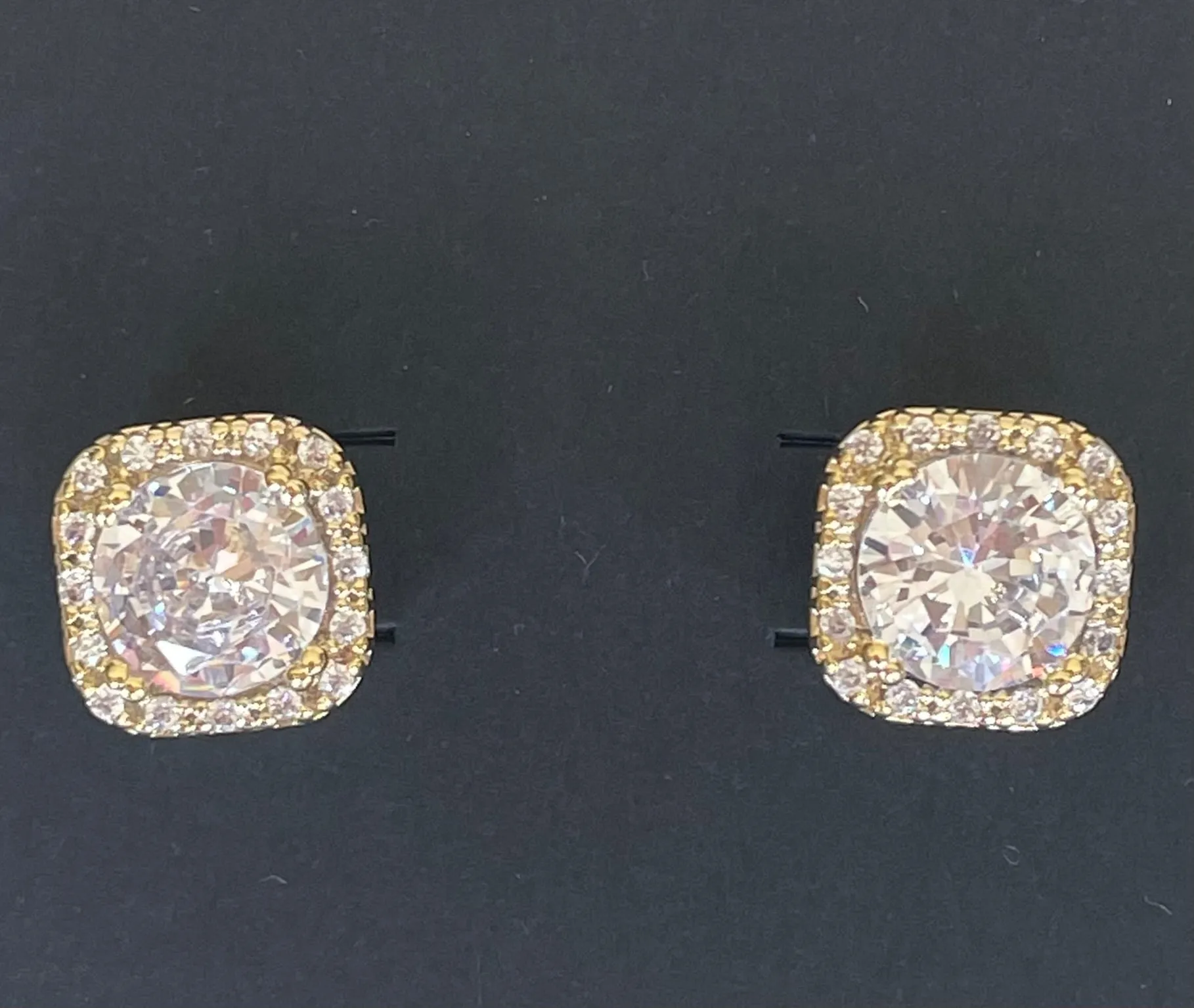 Gold Bling Square Post Earrings