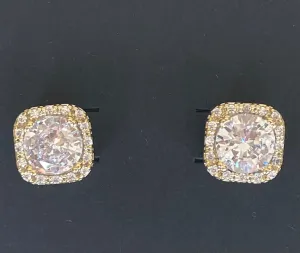 Gold Bling Square Post Earrings