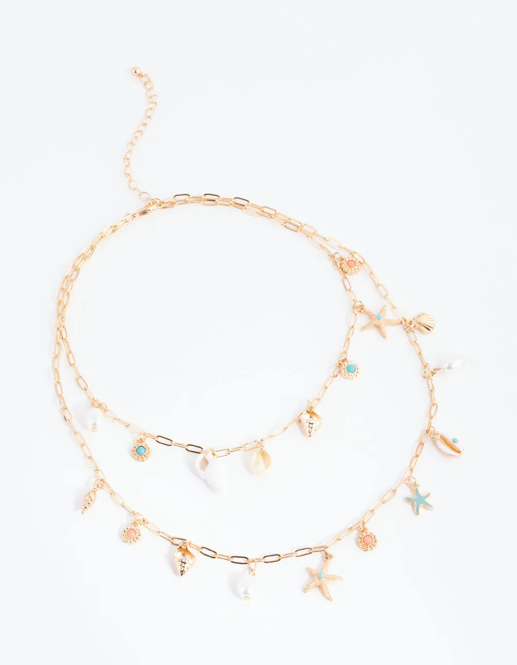 Gold Ocean Charm Necklace