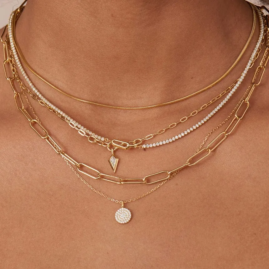 Gold Sparkle Drop Pendant Chunky Chain Necklace