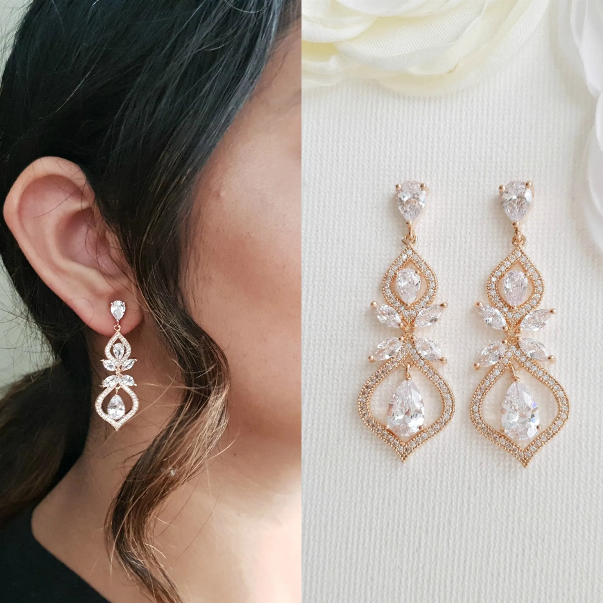 Gold Wedding Earrings for Brides- Meghan