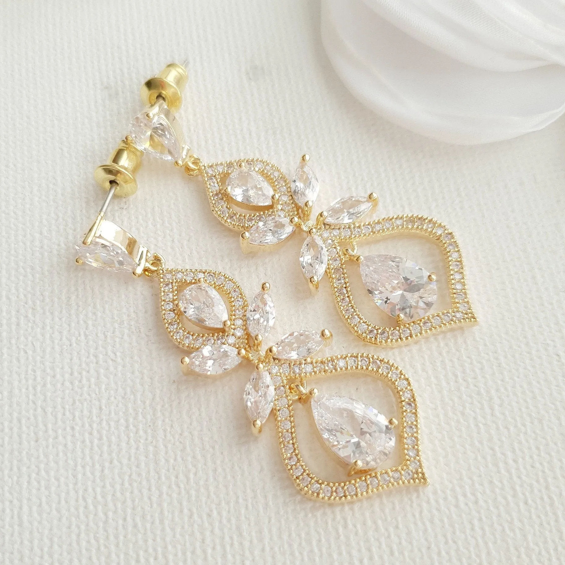 Gold Wedding Earrings for Brides- Meghan