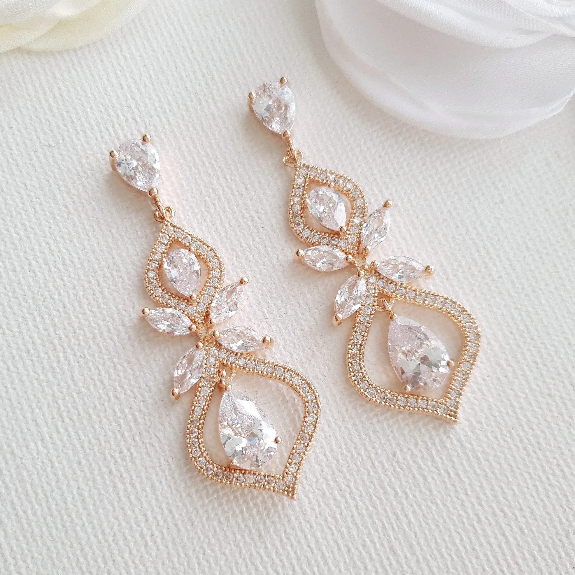 Gold Wedding Earrings for Brides- Meghan