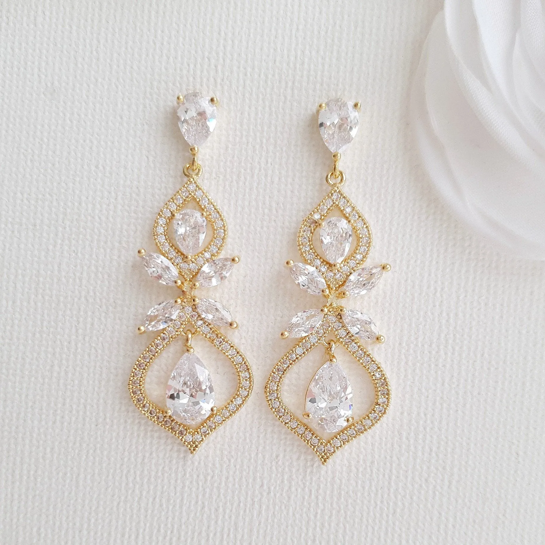 Gold Wedding Earrings for Brides- Meghan