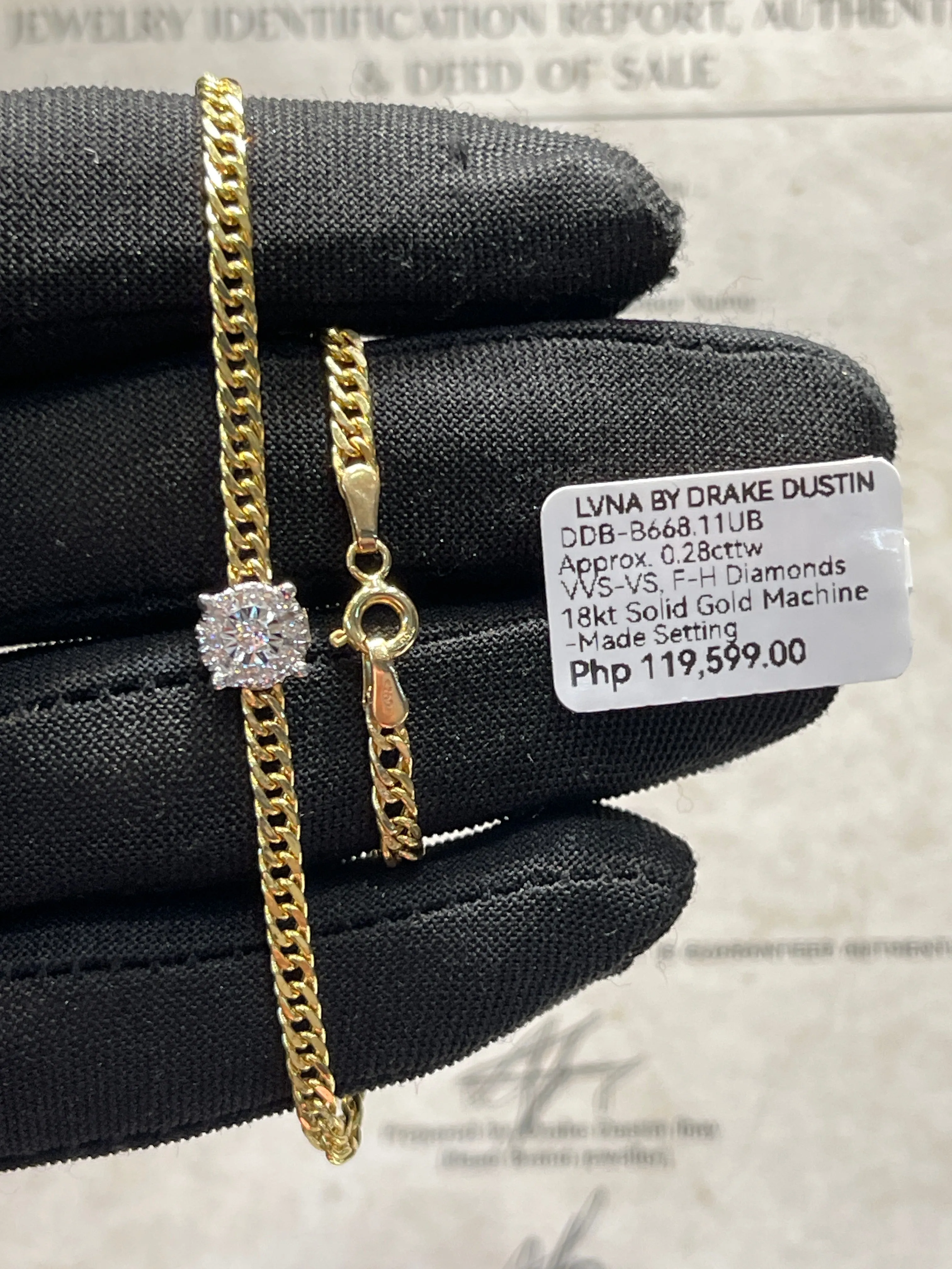 Golden Round Unisex Chain Diamond Bracelet 18kt