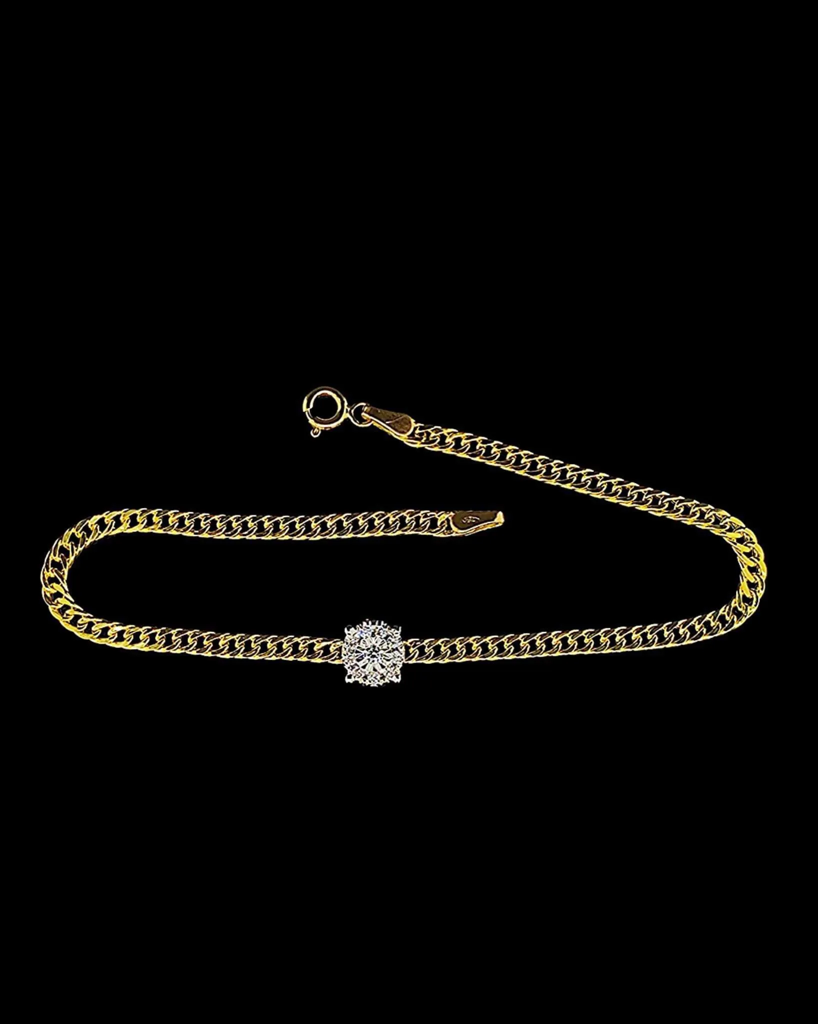 Golden Round Unisex Chain Diamond Bracelet 18kt
