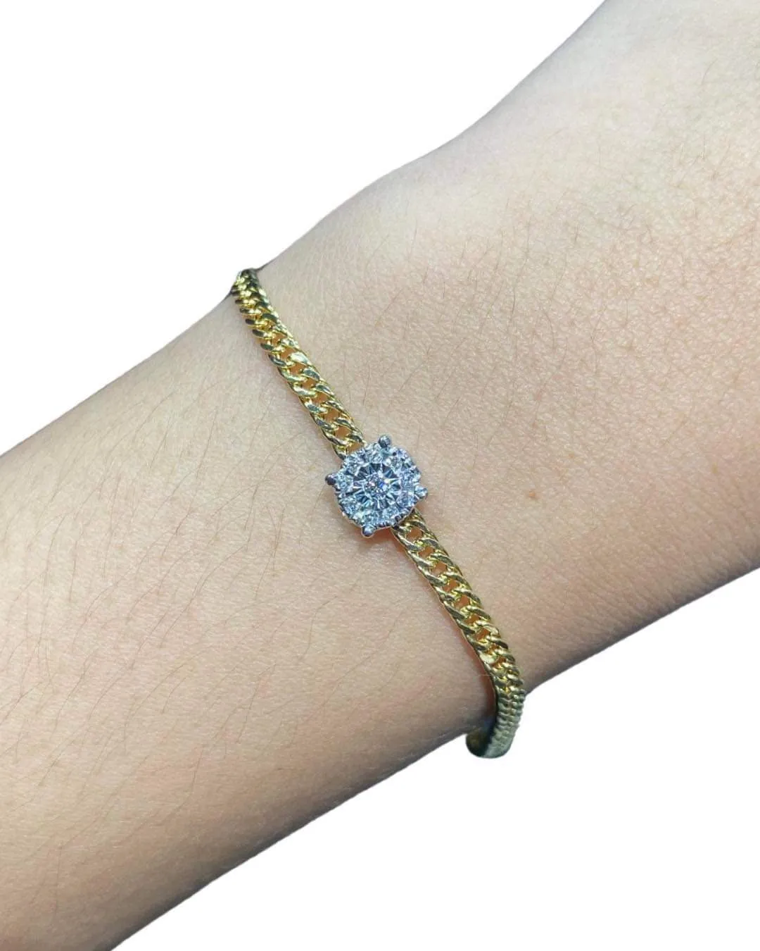 Golden Round Unisex Chain Diamond Bracelet 18kt
