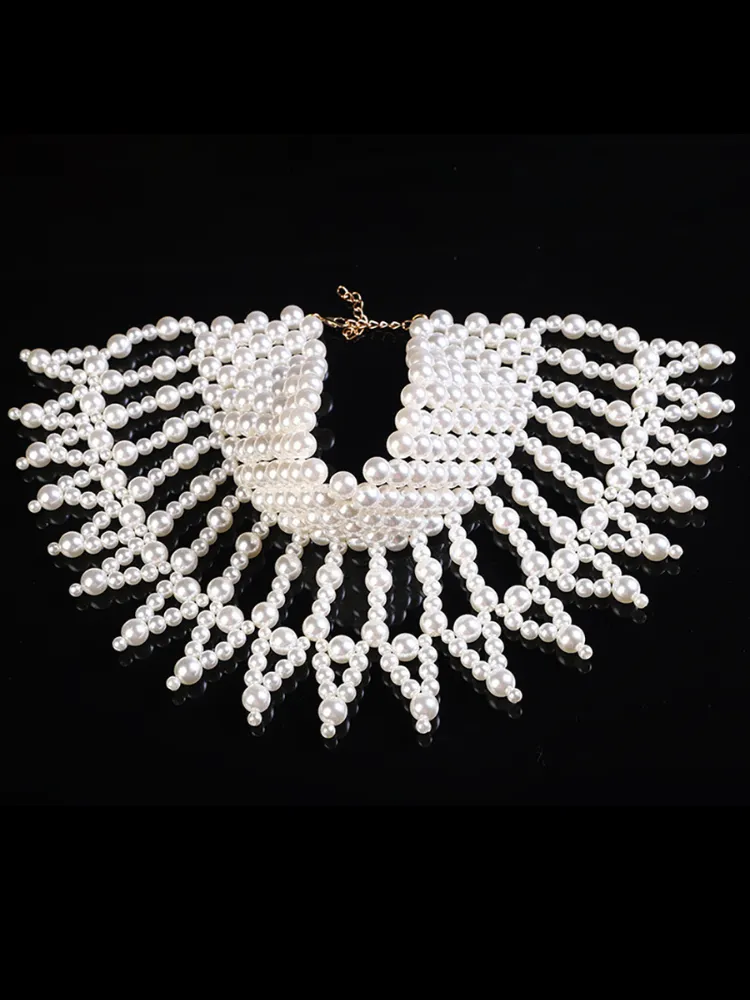 Hanmade Masquerade ABS Pearl Shawl Necklace
