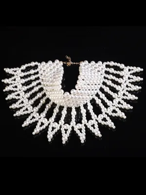 Hanmade Masquerade ABS Pearl Shawl Necklace