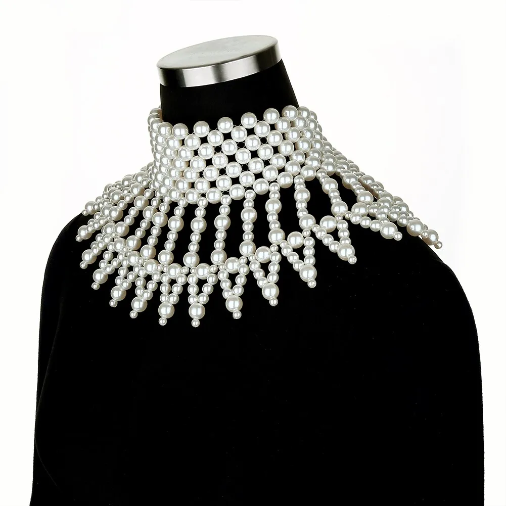 Hanmade Masquerade ABS Pearl Shawl Necklace