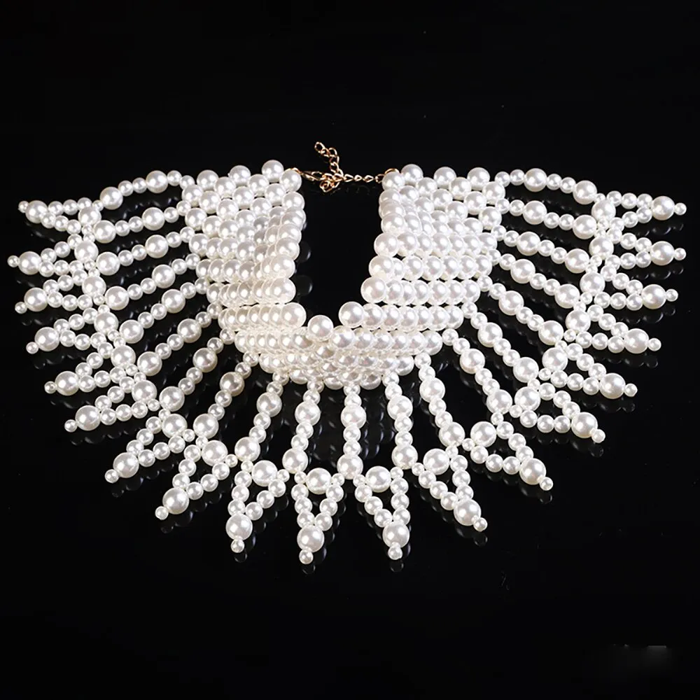 Hanmade Masquerade ABS Pearl Shawl Necklace