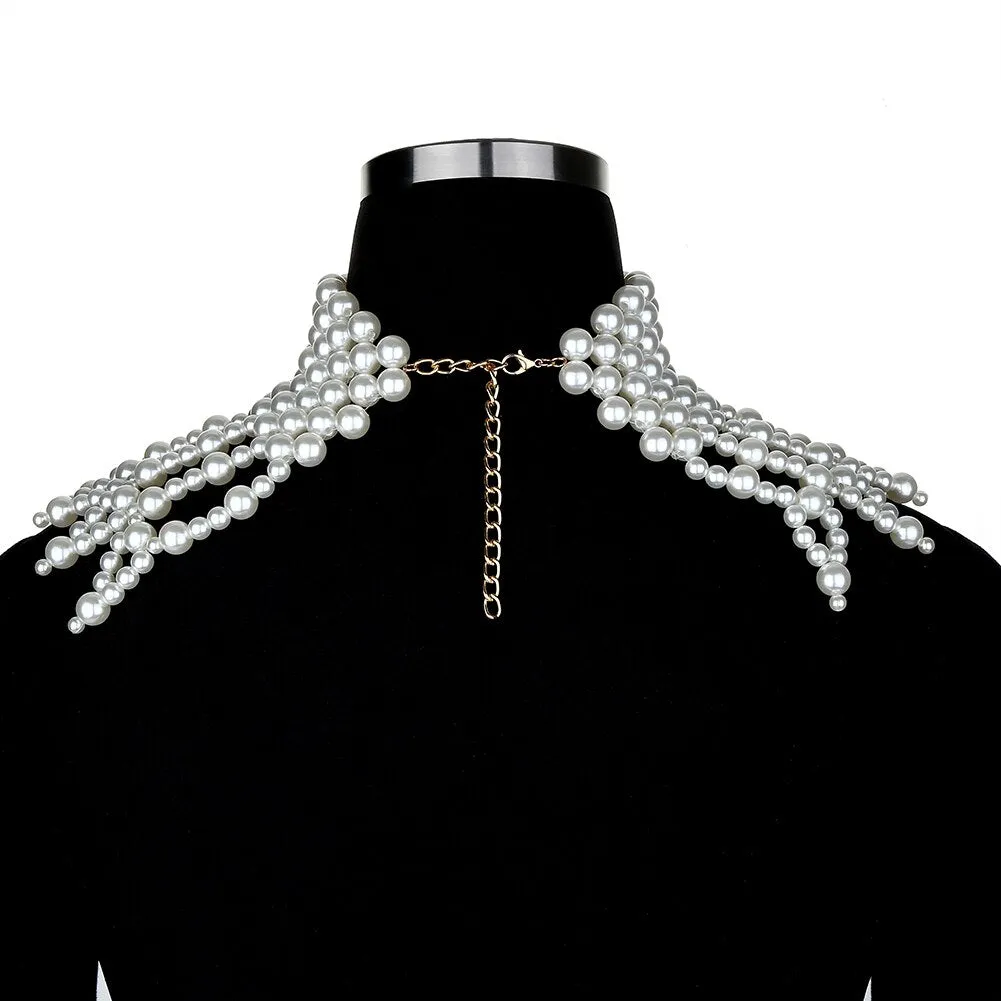 Hanmade Masquerade ABS Pearl Shawl Necklace
