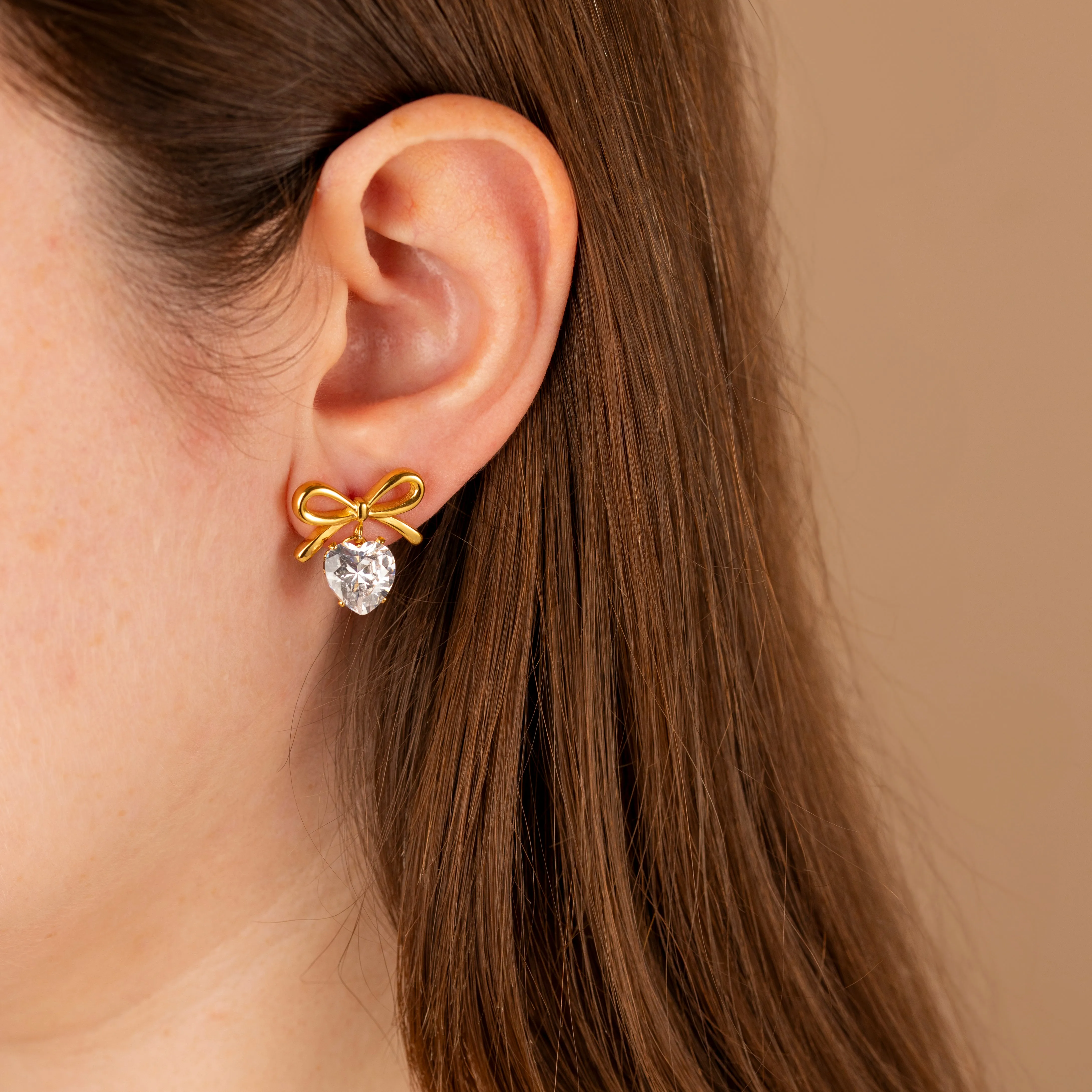 Heart Cubic Zirconia Bow earrings
