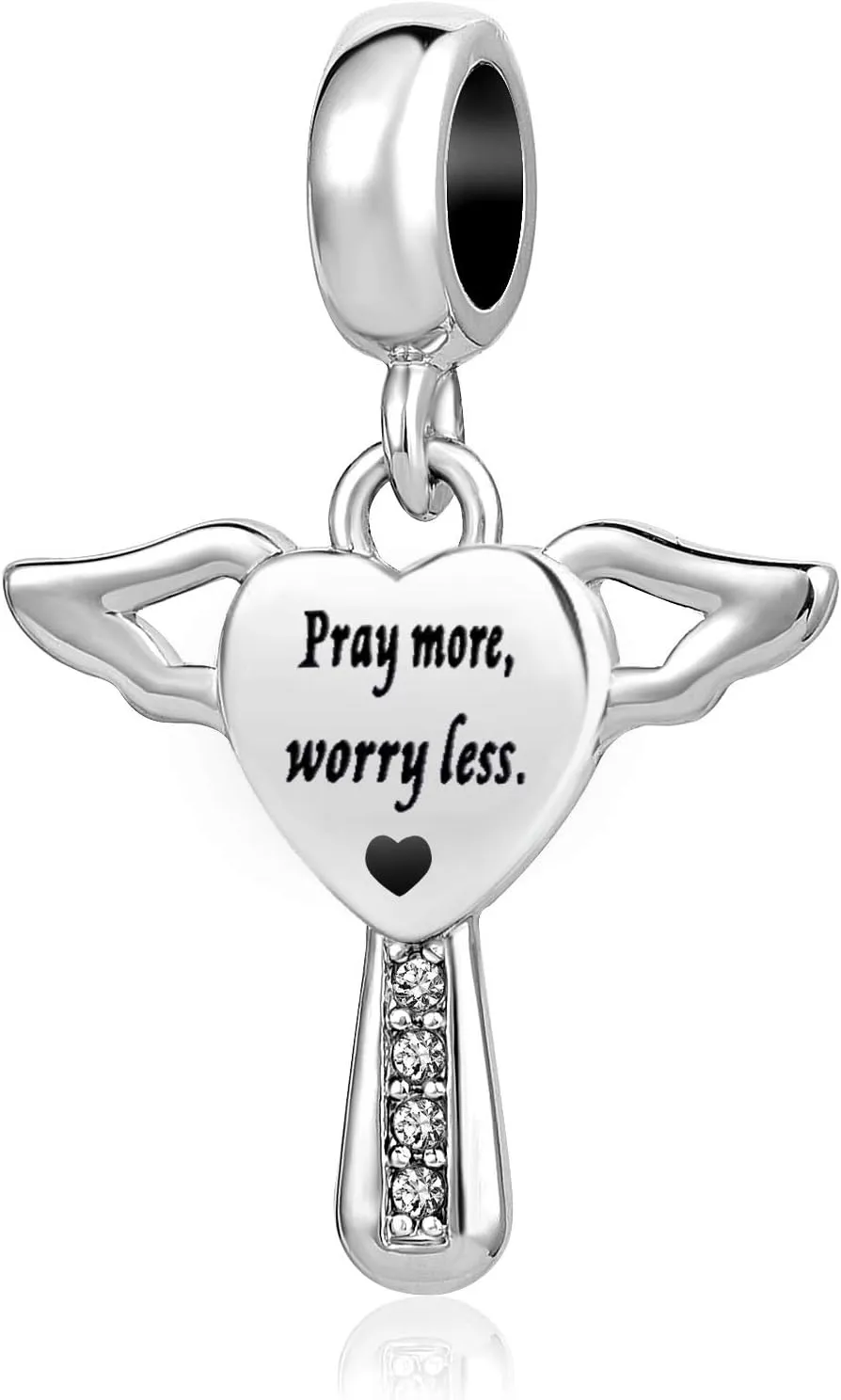 Heart Love God Bible Cross Charm fits Pandora Charms Bracelets Engraved Guardian Angel Jewelry for Women Birthday