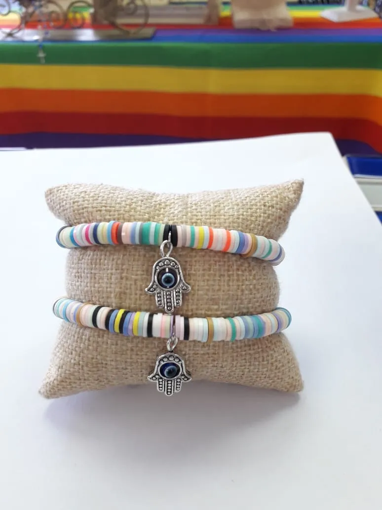 Heishie Bracelet With Hamsa