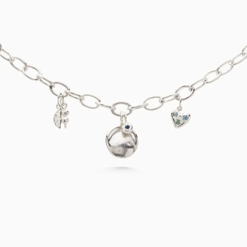 Hinge Link Charm Necklace | Silver