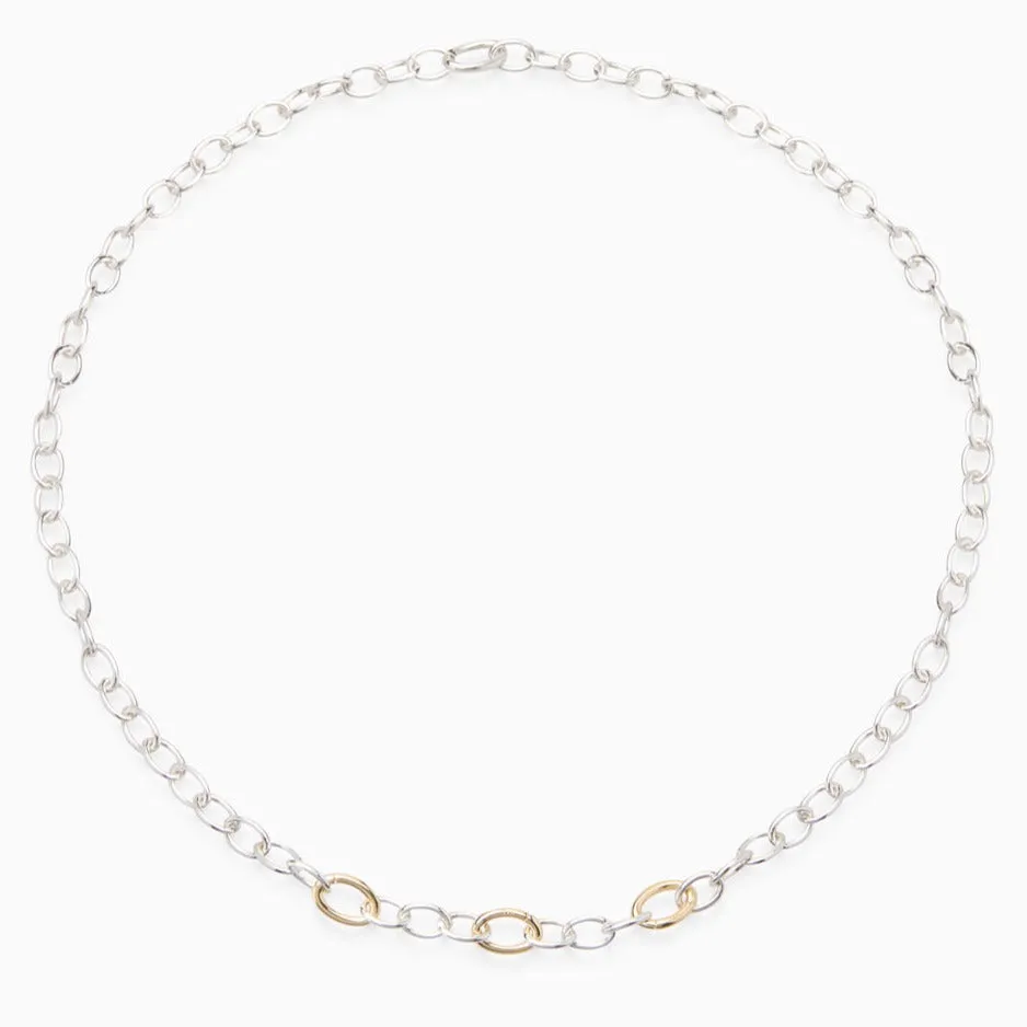 Hinge Link Charm Necklace | Silver