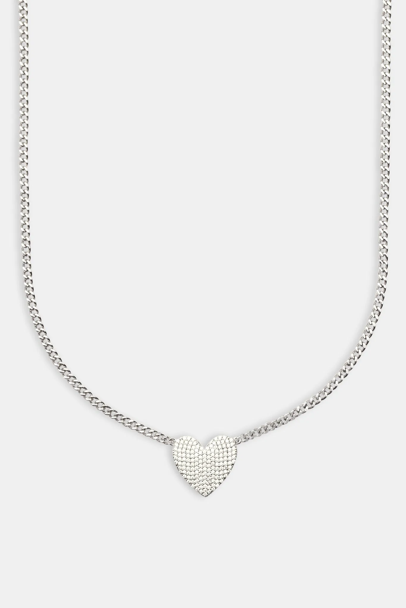 Iced Heart Necklace - White