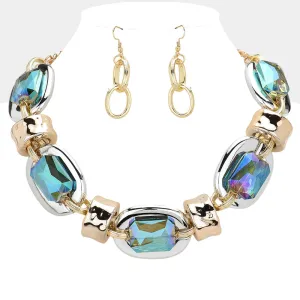 iLLASPARKZ Chunky Faceted Rectangle Stone Pointed Abstract Necklace