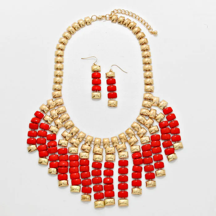 iLLASPARKZ Chunky Fringe Strand Bib Necklace