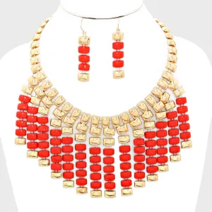 iLLASPARKZ Chunky Fringe Strand Bib Necklace