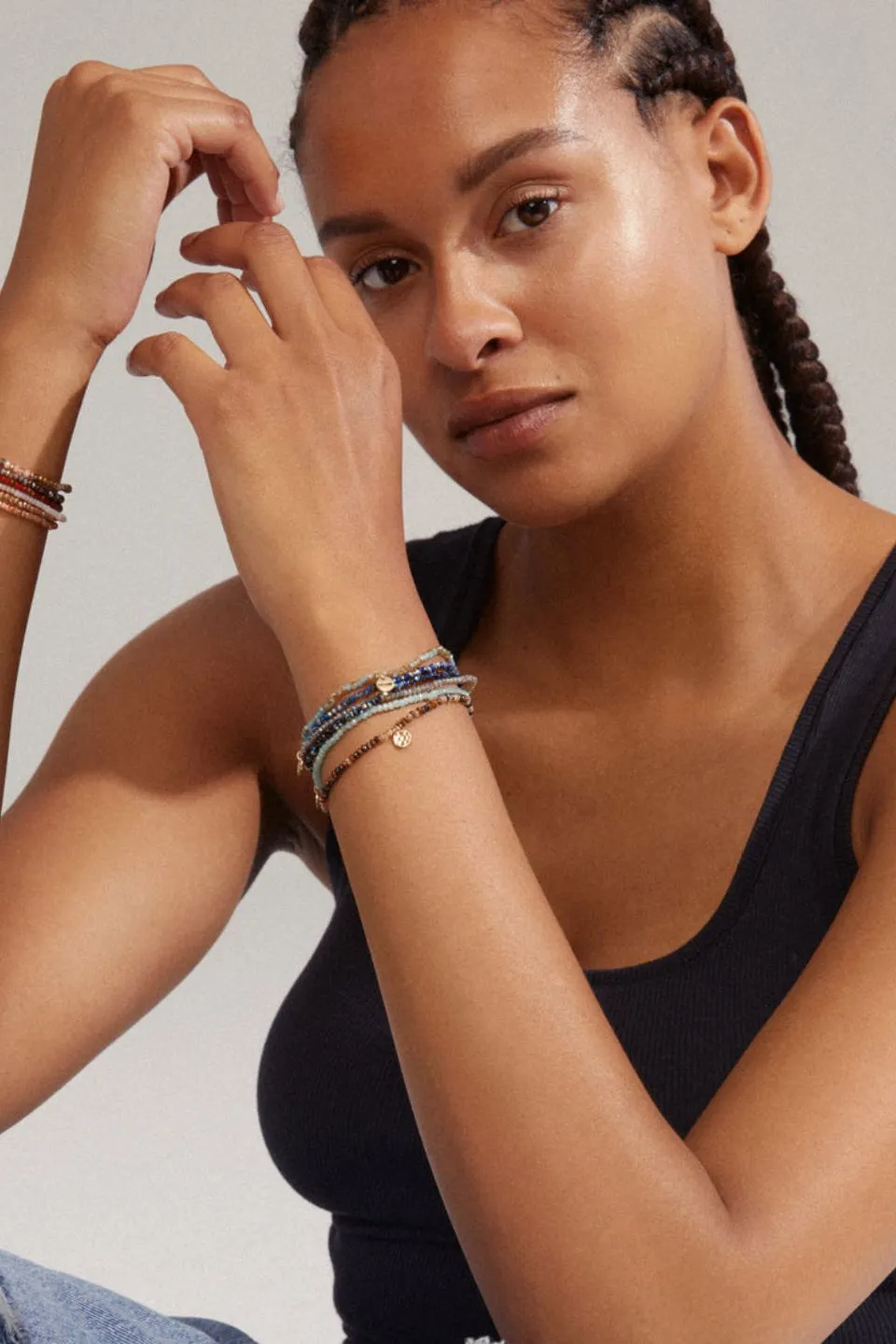 Indie Grey Mix Gold Plated Bracelet