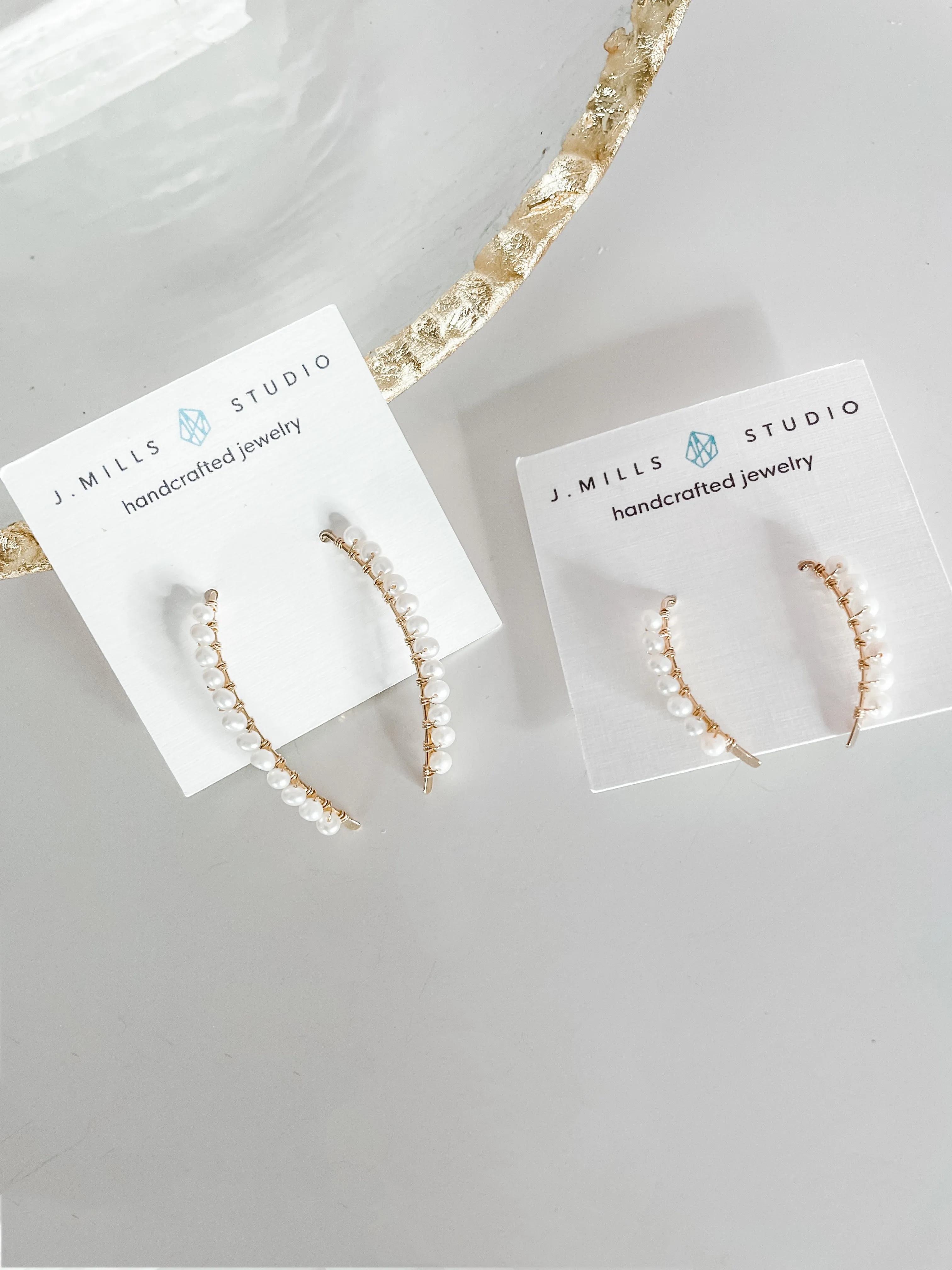 J.Mills Studio- Gold Filled 1" Bar with Pearl Earrings