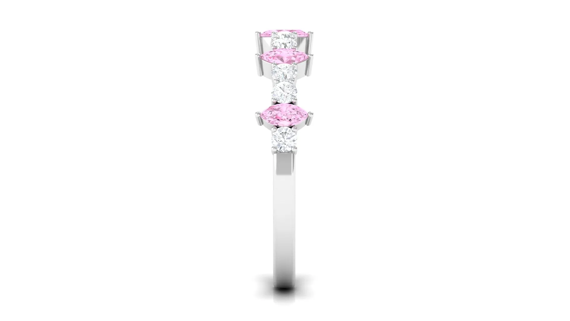 Lab-Created Pink Sapphire and Diamond Half Eternity Ring