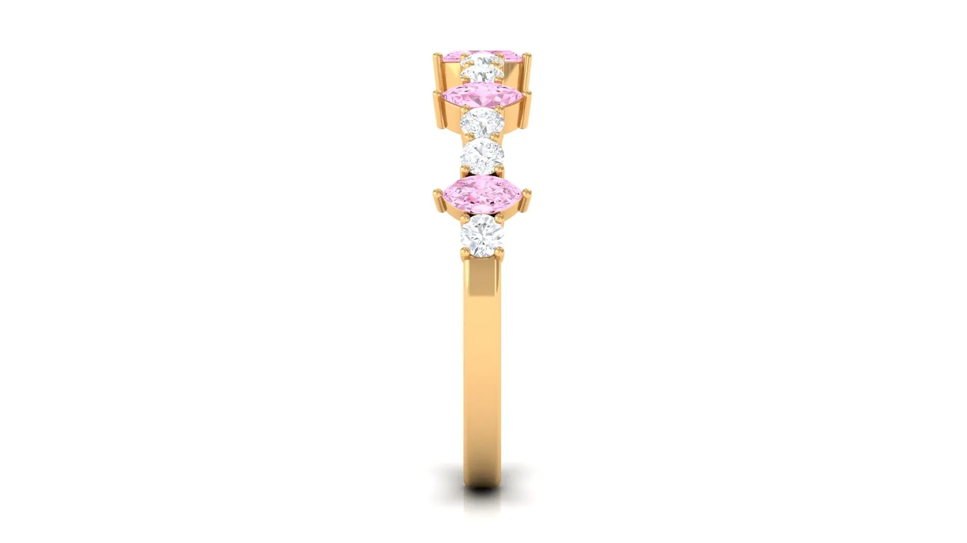 Lab-Created Pink Sapphire and Diamond Half Eternity Ring