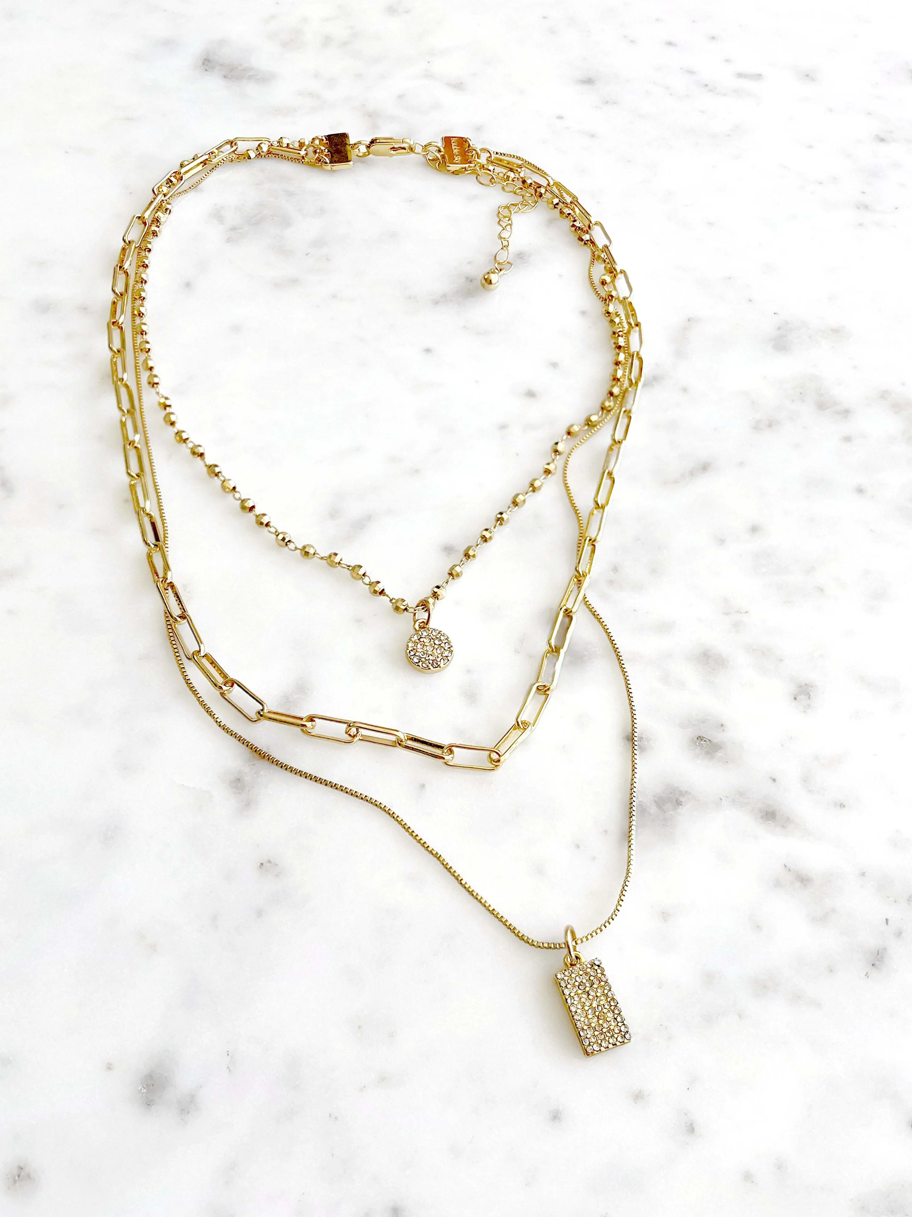 Lux Triple Layered Pendant Necklace