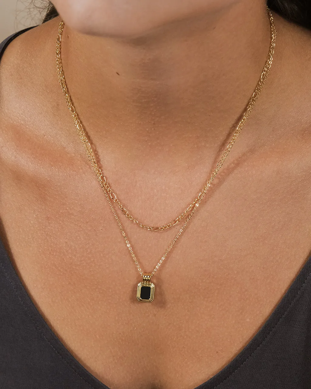 Lynn Enamel Tag Layered Necklace
