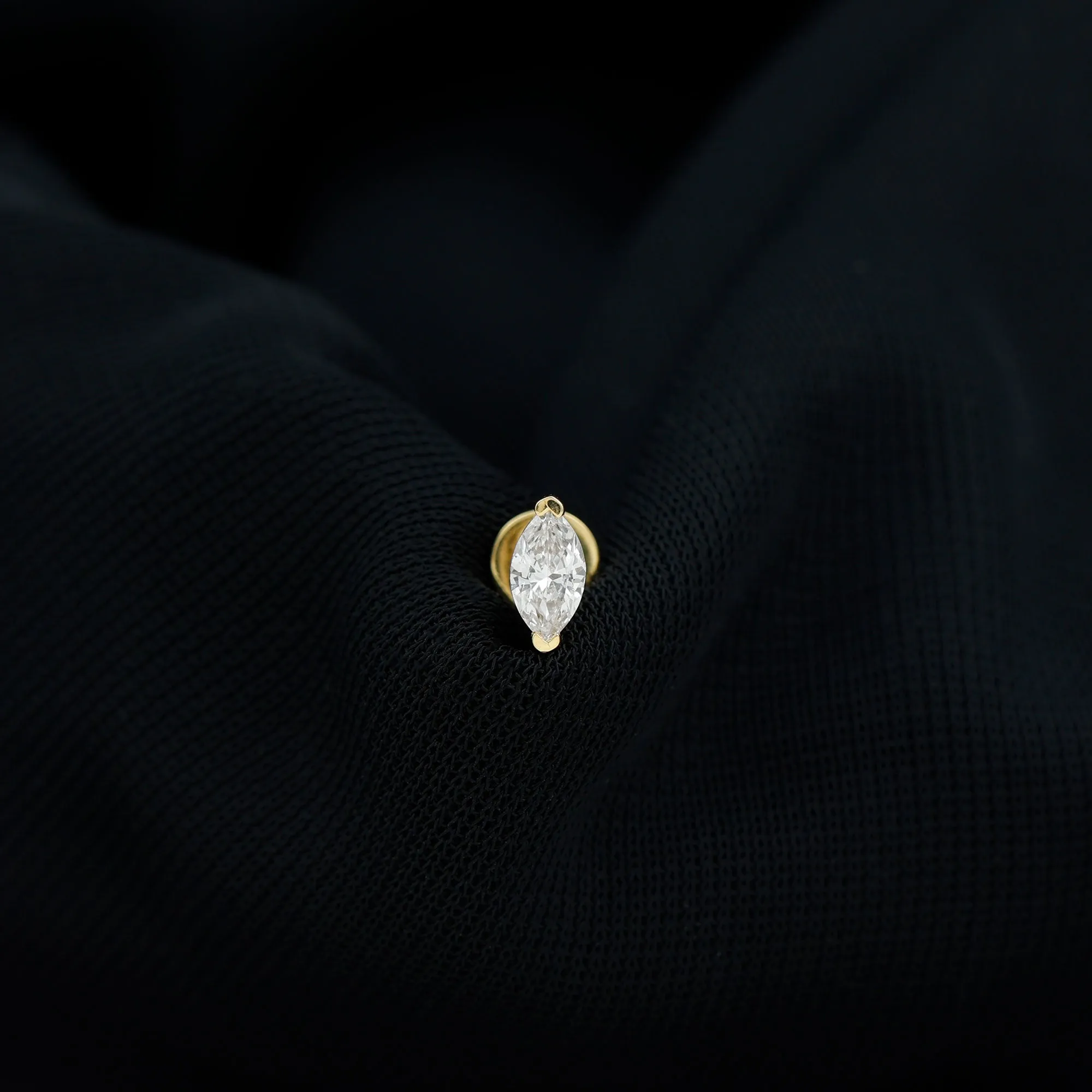 Marquise Diamond Solitaire Earring for Helix Piercing