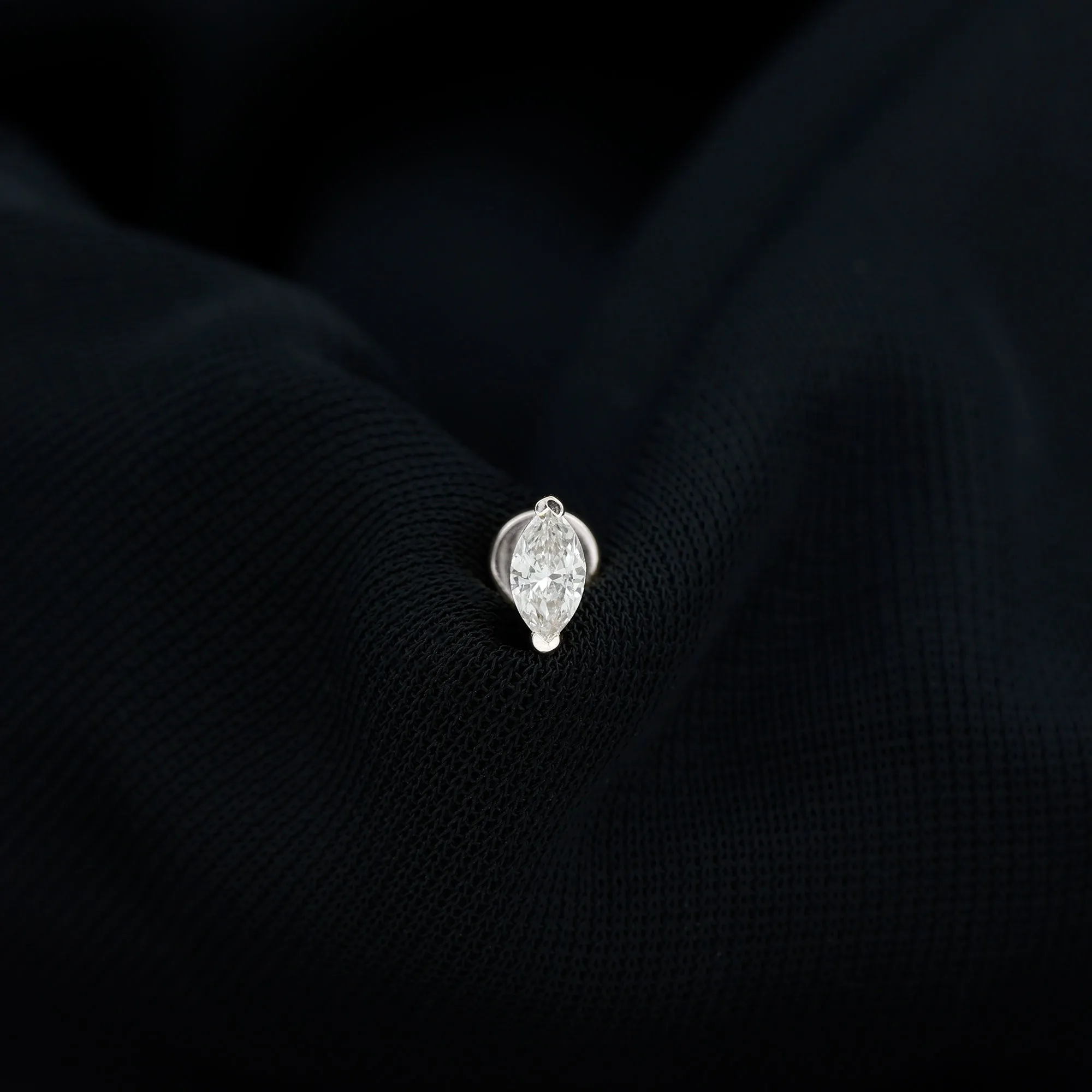 Marquise Diamond Solitaire Earring for Helix Piercing
