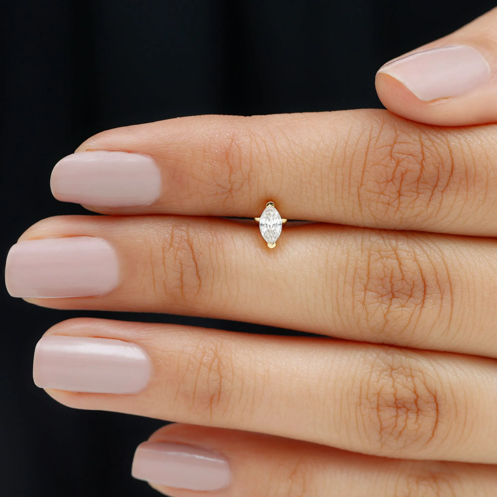 Marquise Diamond Solitaire Earring for Helix Piercing