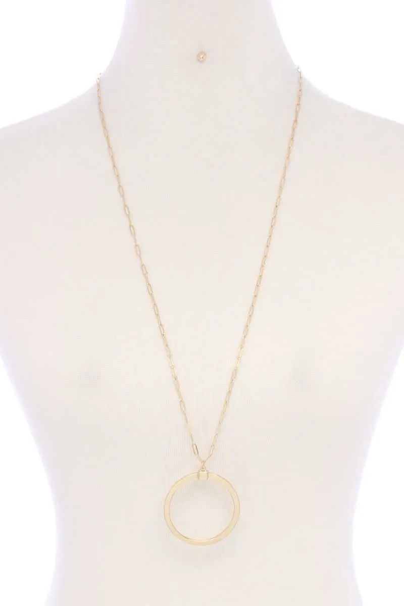 Metal Round Ring Pendant Necklace