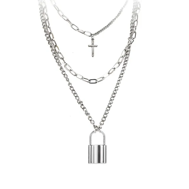 Metal Silver Cross Pendants Necklace