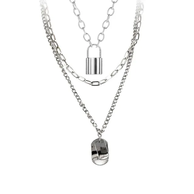 Metal Silver Cross Pendants Necklace