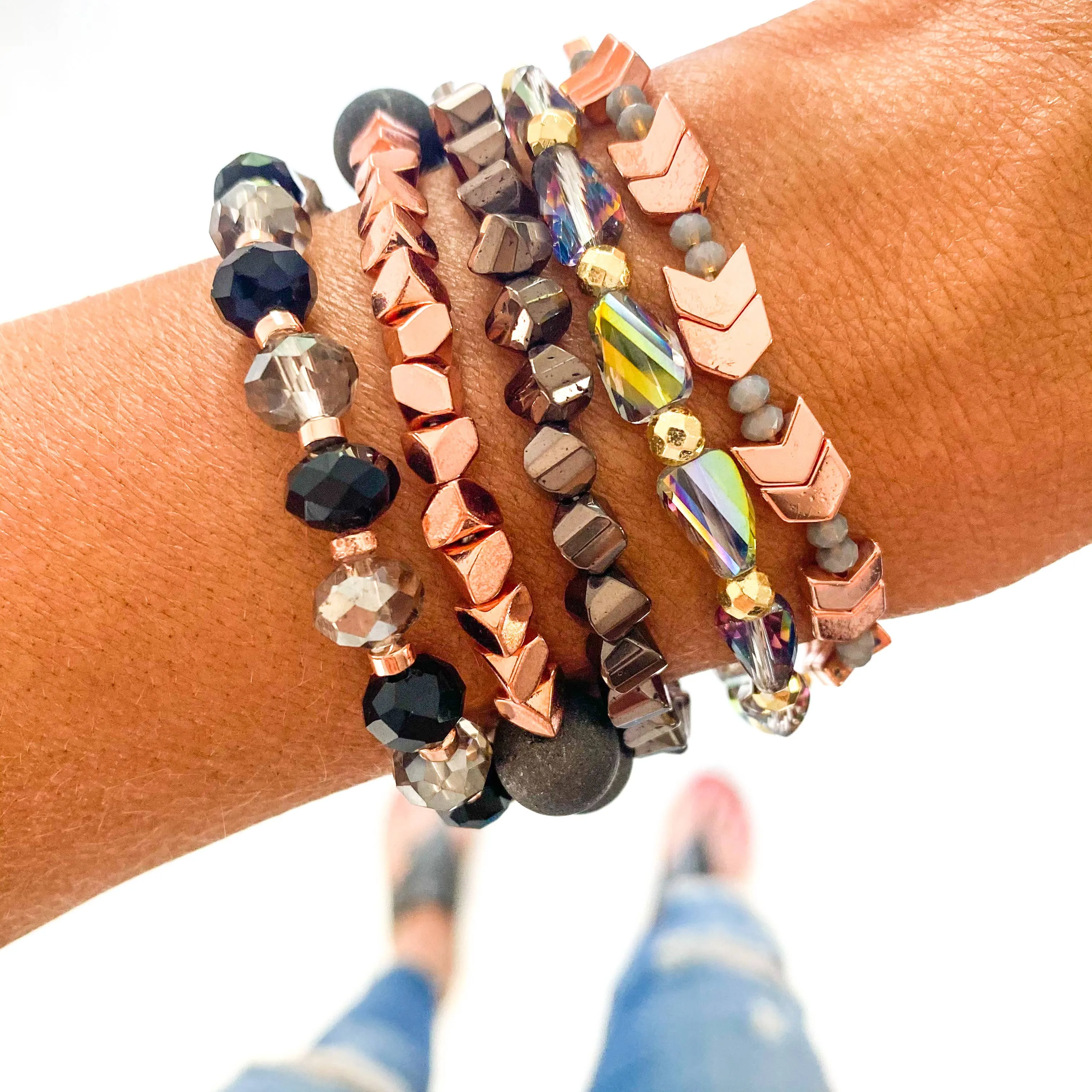Milk Chocolate & Rose Gold Bracelet Stack