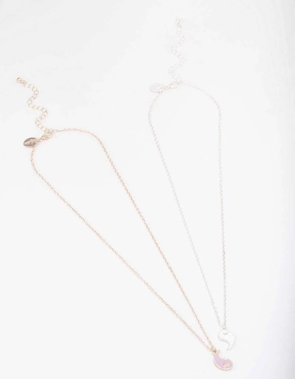 Mixed Metal Heart Yin & Yang Necklace Pack