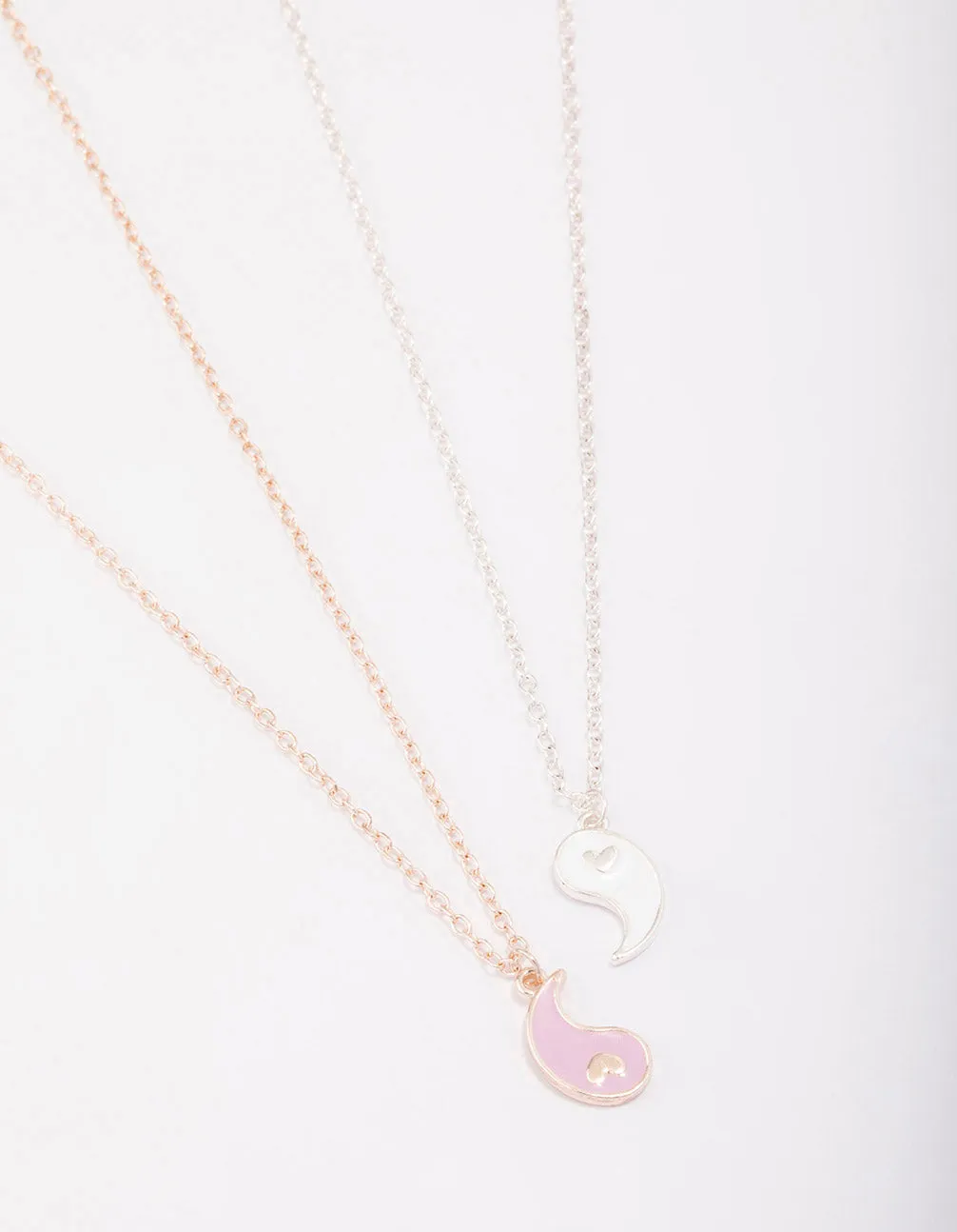 Mixed Metal Heart Yin & Yang Necklace Pack