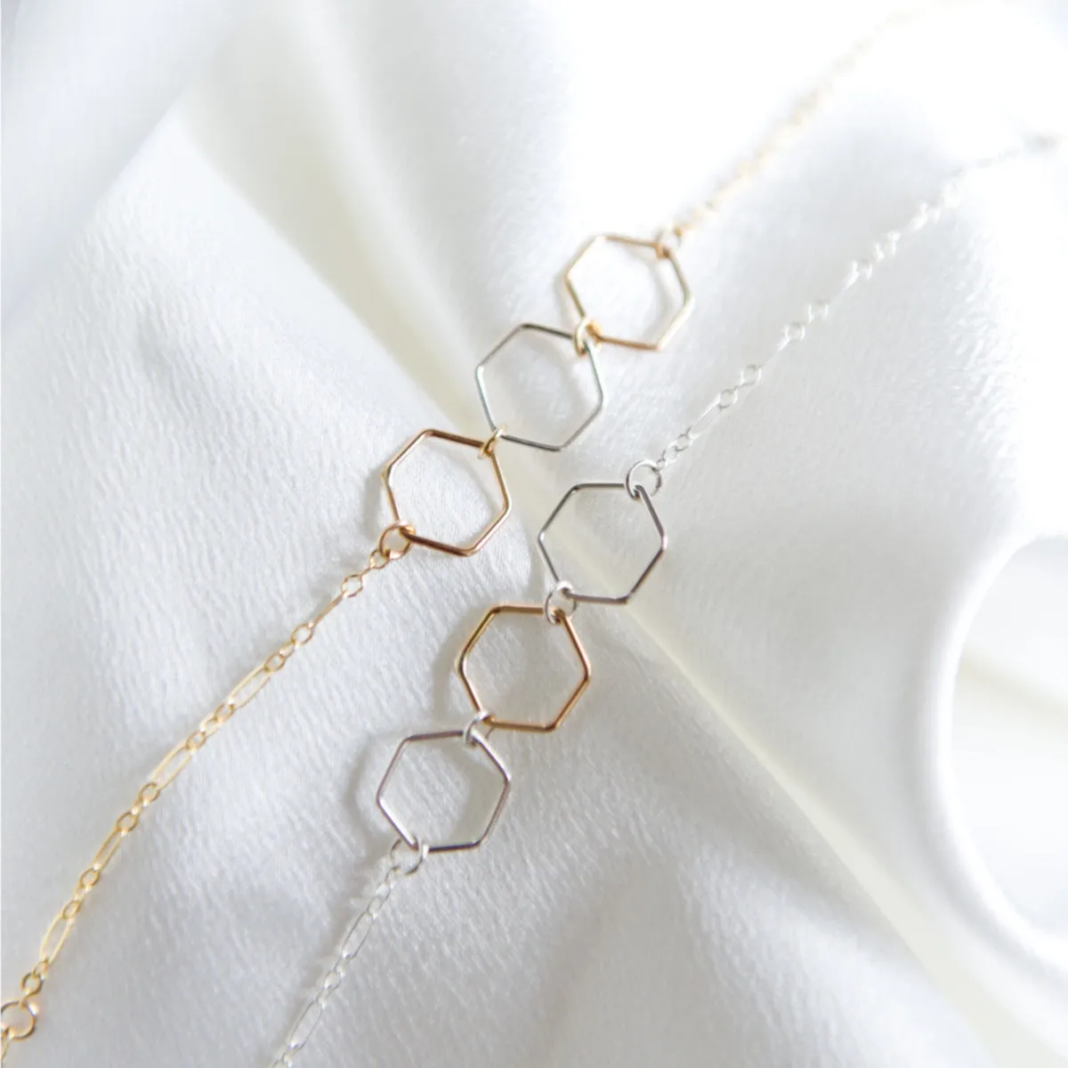 Mixed Metal Hexagon Bracelet