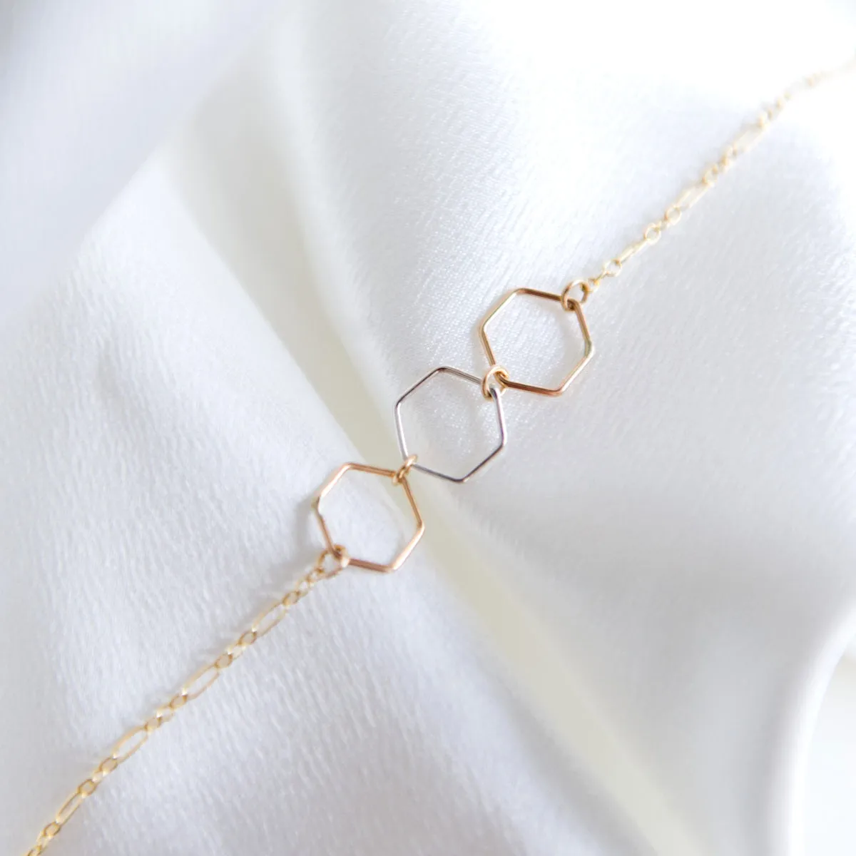 Mixed Metal Hexagon Bracelet