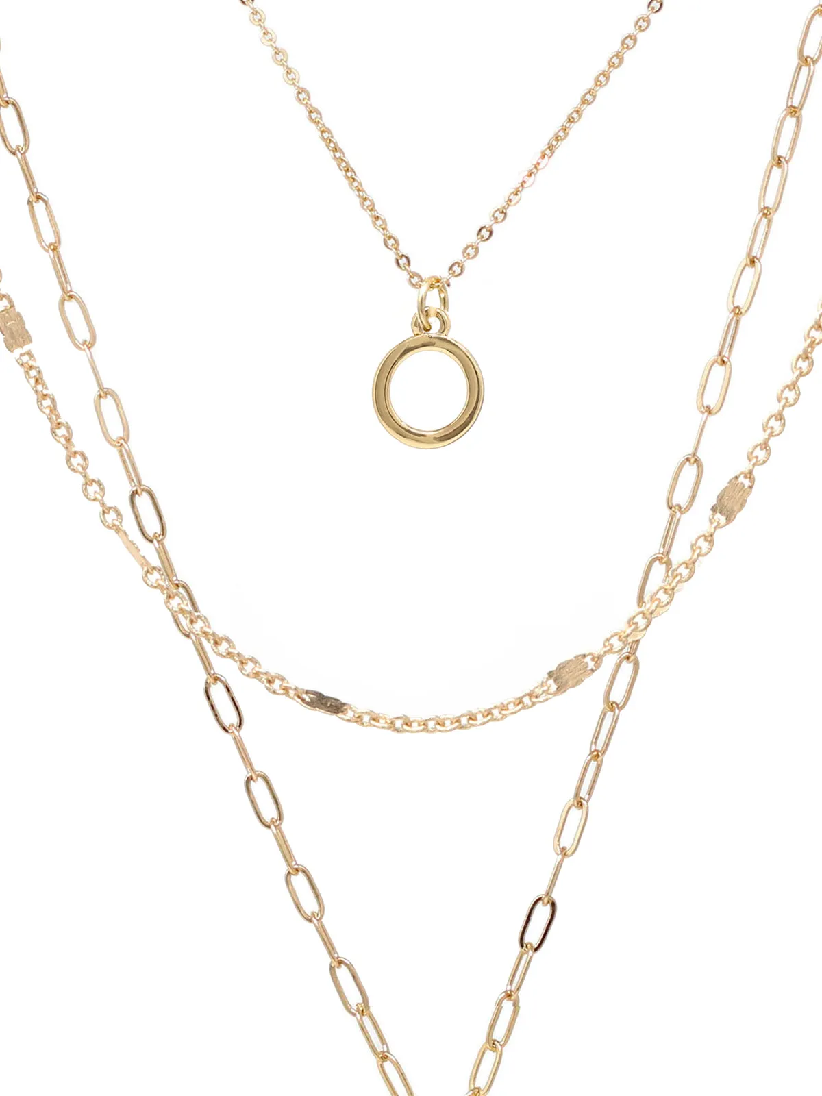 Modern Triple Layered Charm Necklace