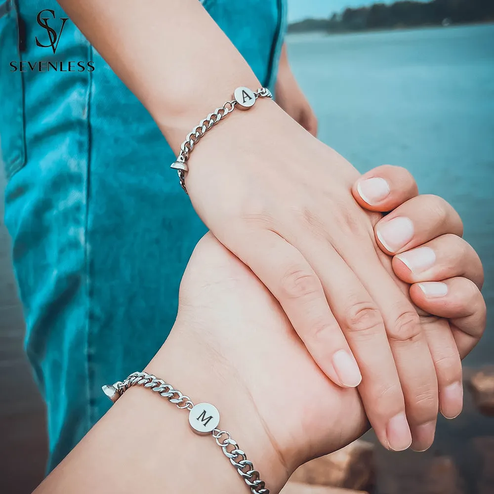 Name Initial Magnetic Bracelets for Couples
